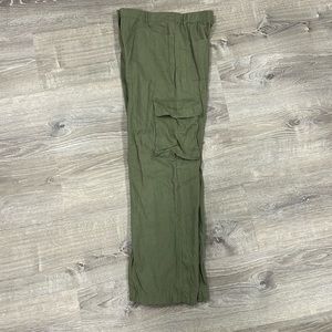 HG khaki linen cargo pants